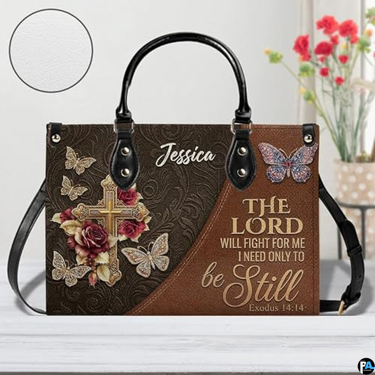 Personalized Christian Leather Handbag – Custom Purse Faith Gift for Mom, Grandma, Women Birthday or Christmas