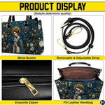Feature overview collage highlighting structural angles and aesthetic elements of Madonna mosaic art handbag