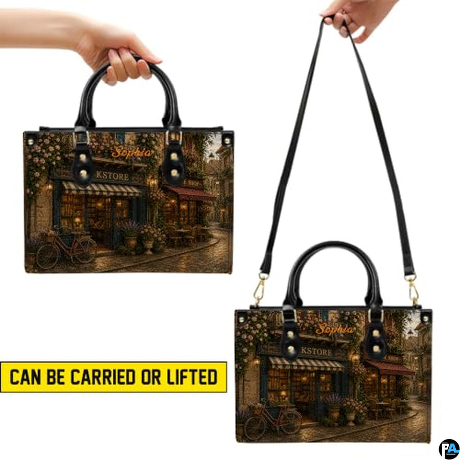 Bookstore Leather Bag, Book Purse for Book Lovers, Shoulder Bag