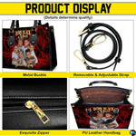 Matching zip wallet featuring the coordinated portrait and red electric plasma graphic.