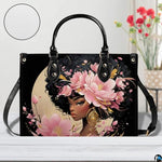 Personalized Black Women Leather Bag, Custom Name African Purses and Handbags Gifts for Mom Birthday Christmas Mothers Day