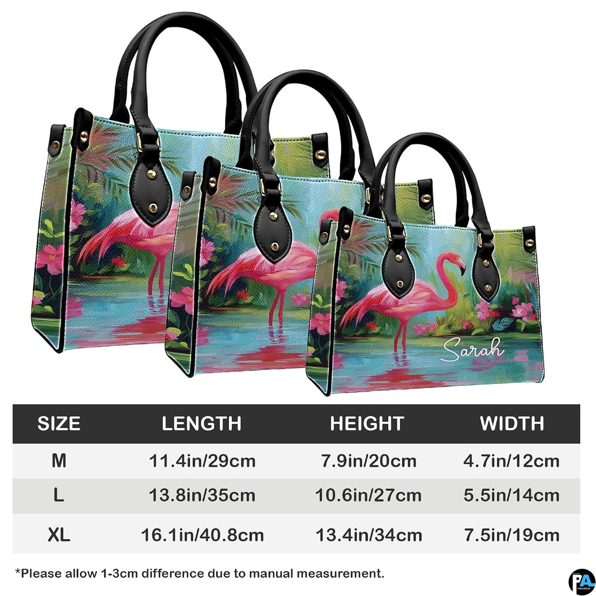 Matching zip wallet showing identical tropical flamingo and botanical garden art.