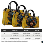 Black Girl Leather Handbag Custom Name Afrocentric Bag for - Design 03