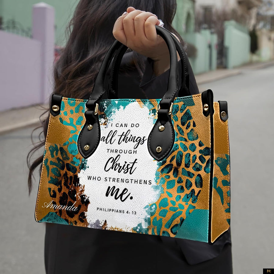 PREAUREUM "{split_values}" Personalized {collection_title} Leather Handbag