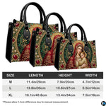 Size reference chart showing medium, large, and extra-large handbag dimensions