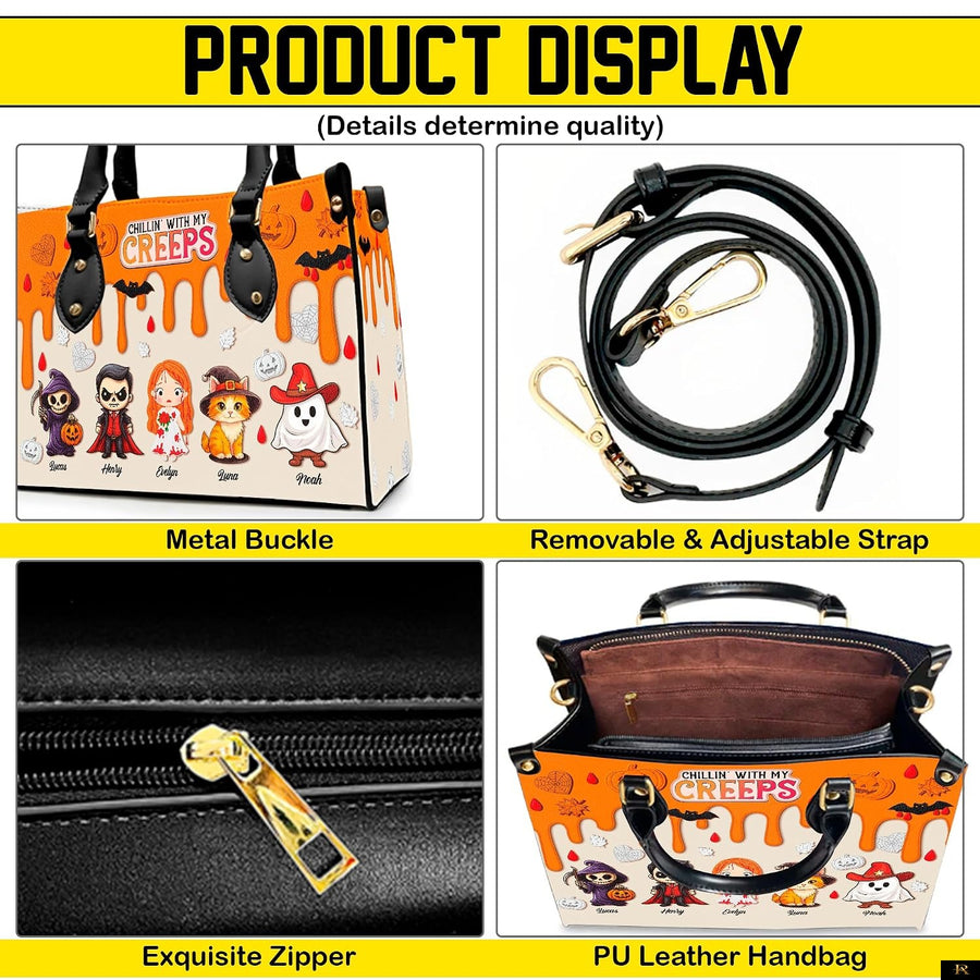 PREAUREUM "{split_values}" Personalized {collection_title} Leather Handbag