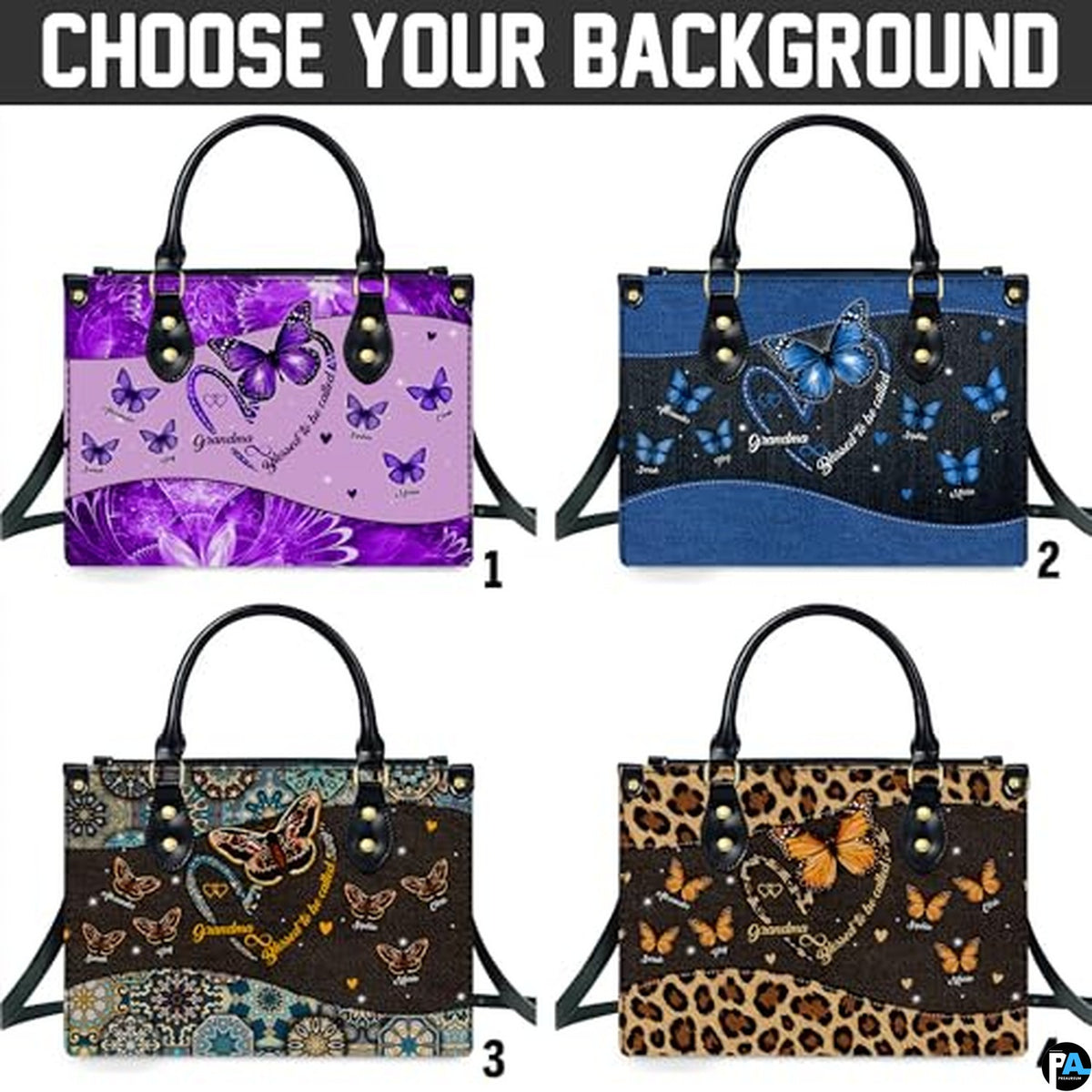 Mothers Day Gift Leather Bag- Personalized Grandmas Purse With Grandkids Names, Grandma Handbag Birthday Gifts For Mom Women