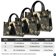 Side perspective showing elevated dual carrying configurations for the feline art accessory.