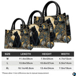 Side perspective showing elevated dual carrying configurations for the feline art accessory.