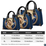 Detailed view of matching wallet with baroque Madonna and Child medallion