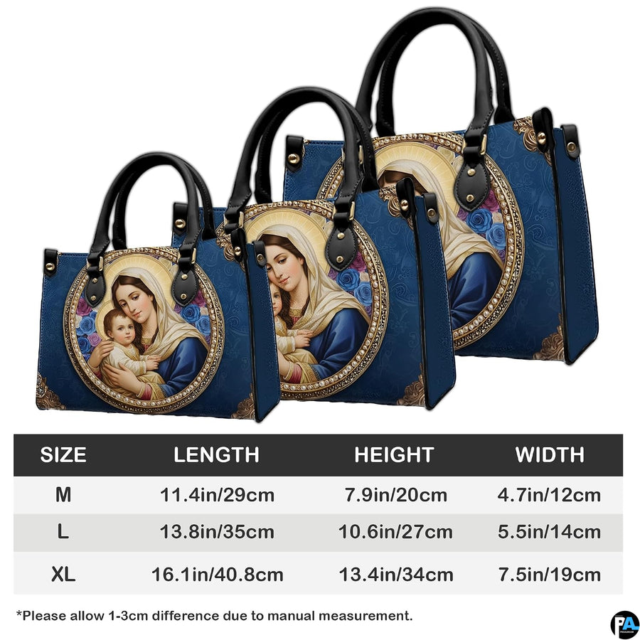 Detailed view of matching wallet with baroque Madonna and Child medallion