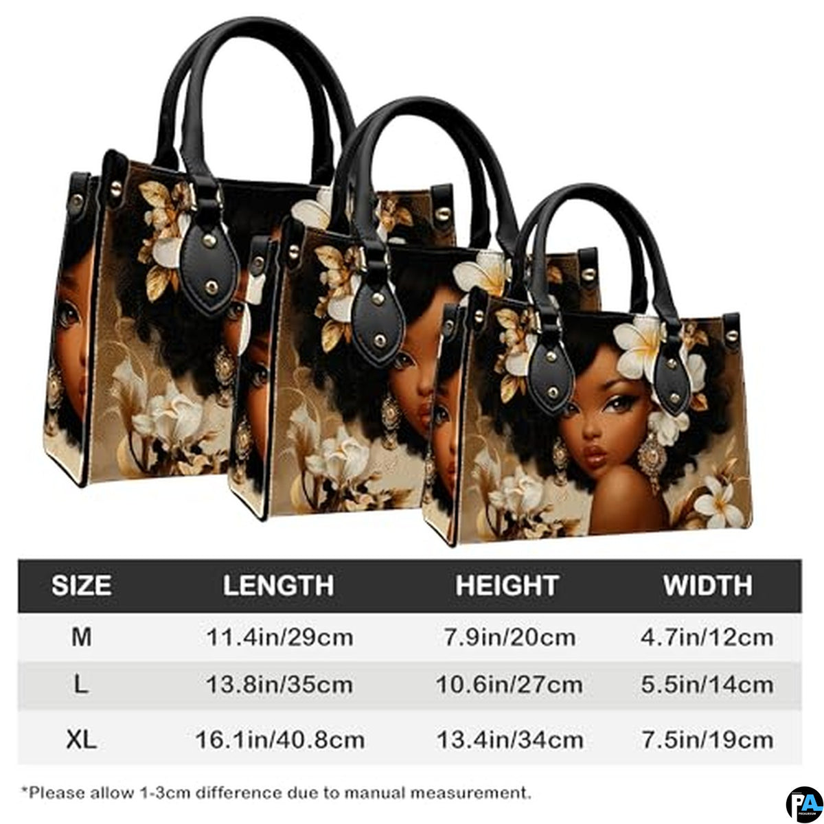 Personalized Black Women Leather Bag, Custom Name African Purses and Handbags Gifts for Mom Birthday Christmas Mothers Day