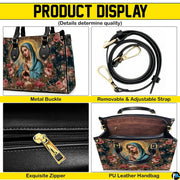 Product overview graphic illustrating handles, adjustable strap, zipper, and interior