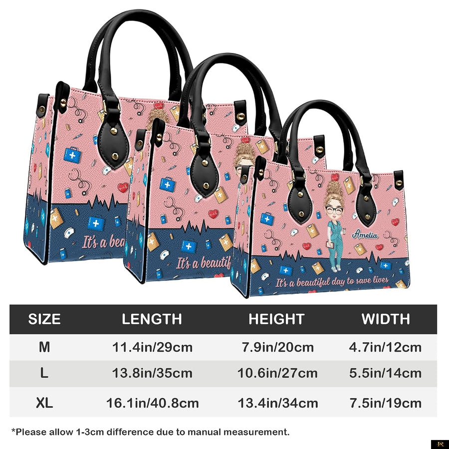 PREAUREUM "{split_values}" Personalized {collection_title} Leather Handbag