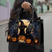 Black Cat Leather Bag – Vintage Cat Art Handbag, Stylish Animal-Themed Purse, Unique Gift for Cat Lovers
