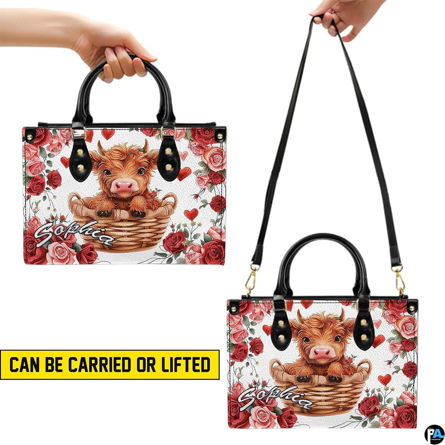 Dual configuration presentation displaying handheld and shoulder strap positioning of the graphic print.