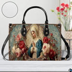 Top perspective displaying interior storage layout and dark lining of the Marian handbag.