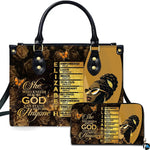 Personalized African American Woman Gold Rose Handbag - Design 01