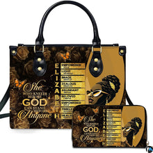 Personalized African American Woman Gold Rose Handbag - Design 01