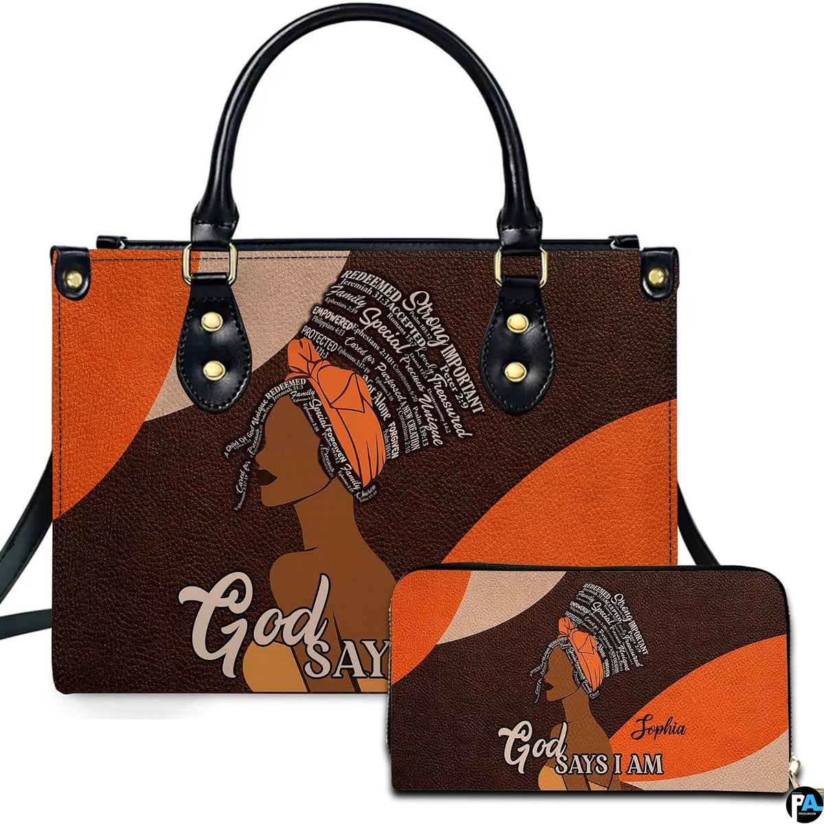 Personalized African American Leather Bag, African Purse, Gifts for Black Girl Women, Black History Handbags