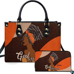 Personalized African American Leather Bag, African Purse, Gifts for Black Girl Women, Black History Handbags