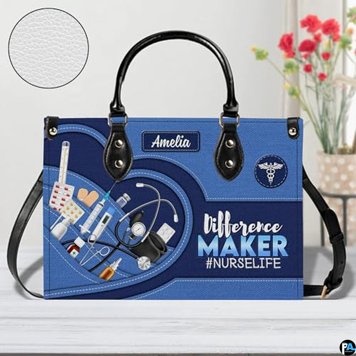 Personalized Nurse Leather Bag – Custom Medical Handbag & Purse Set with Name Gifts for Nursing Student Christmas Gift