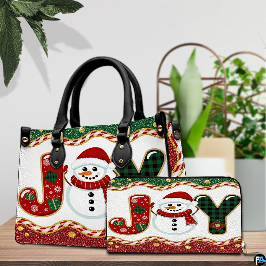 Festive accessory duo arranged together on a wooden tabletop next to potted green plants.