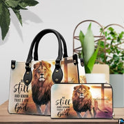 Personalized Lion Cross with Scripture Handbag for Faith Gift
