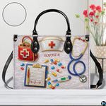 Contextual lifestyle display of the nursing medical handbag in a room setting.