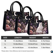 Comparative scaling graphic showing three proportional dimensions for the feline artwork.
