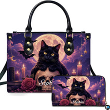 Black Cat Leather Bag – Vintage Cat Art Handbag, Stylish Animal-Themed Purse, Unique Gift for Cat Lovers