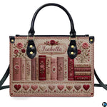 Matching zippered wallet showing coordinated quilted book spines and embroidered rose motifs.