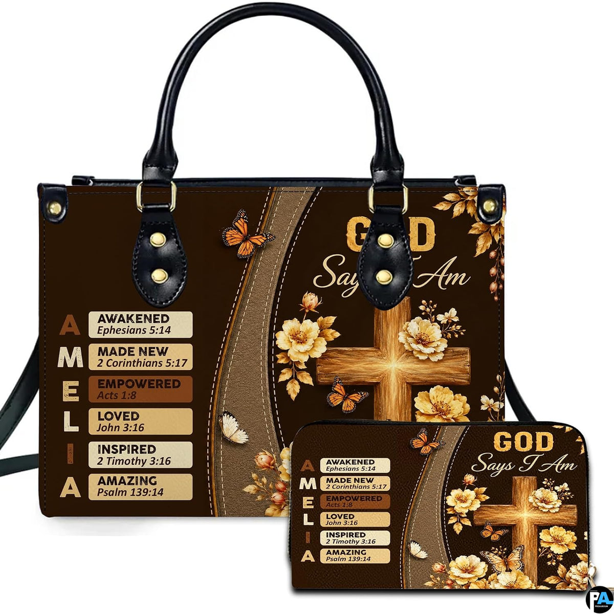 Personalized Christian Leather Handbag, Jesus Christian Tote Bag, Bible Purse, Religious Bags Gift for Mom, Women
