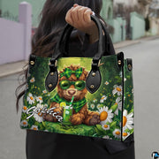 Street lifestyle perspective showing the daisy field calf print in outdoor natural daylight.