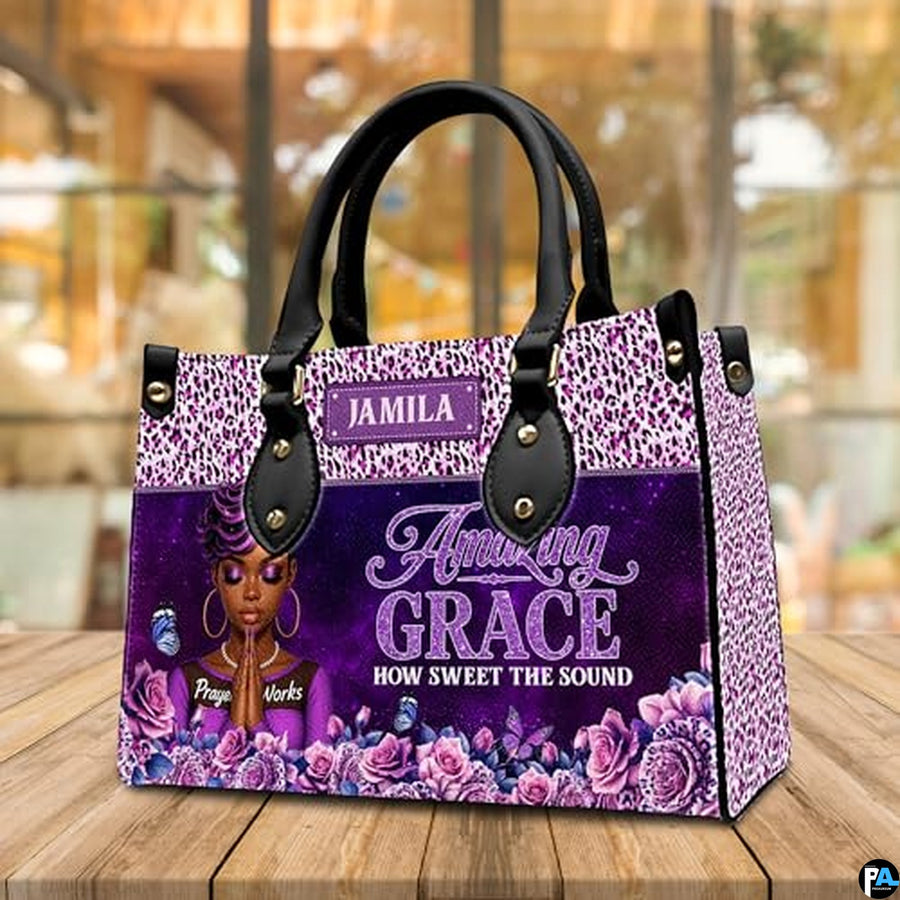 Personalized Leather Handbag for Black Women, Custom African Purse Bag Set, Birthday Meaningful Gifts for Mom, Friend