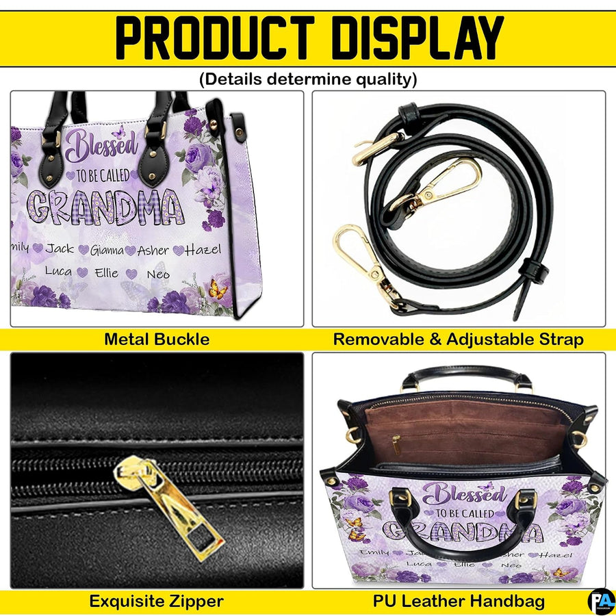 Top-down view of floral handbag showing dual handles and interior storage opening.