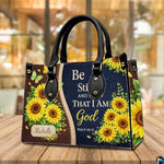 Personalized Sunflower 'Be Still' Religious Handbag