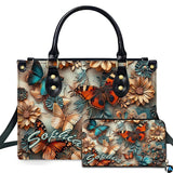 Dimensional Butterfly Daisy Relief Handbag and Matching Wallet Set