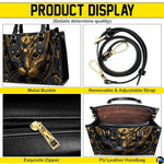 Black Cat Leather Bag – Vintage Cat Art Handbag, Stylish Animal-Themed Purse, Unique Gift for Cat Lovers