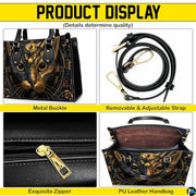 Black Cat Leather Bag – Vintage Cat Art Handbag, Stylish Animal-Themed Purse, Unique Gift for Cat Lovers