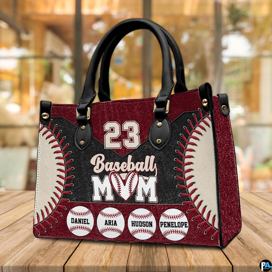 Coordinated arrangement of baseball handbag and wallet presenting the unified sports theme.
