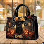 Personalized Halloween Leather Handbag – Custom Witch 3D Printing Effect Purses For Women – Spooky Gothic Shoulder Bag