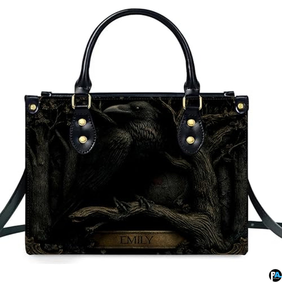 Personalized Animal Leather Handbag – Custom Name Flowers with 2D Print with 3D Effect – Gift for Gramma, Mom, Daughter
