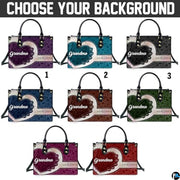 Mothers Day Gift Leather Bag- Personalized Grandmas Purse With Grandkids Names, Grandma Handbag Birthday Gifts For Mom Women