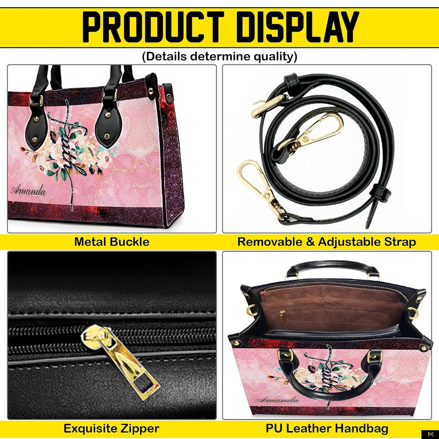 PREAUREUM "{split_values}" Personalized {collection_title} Leather Handbag