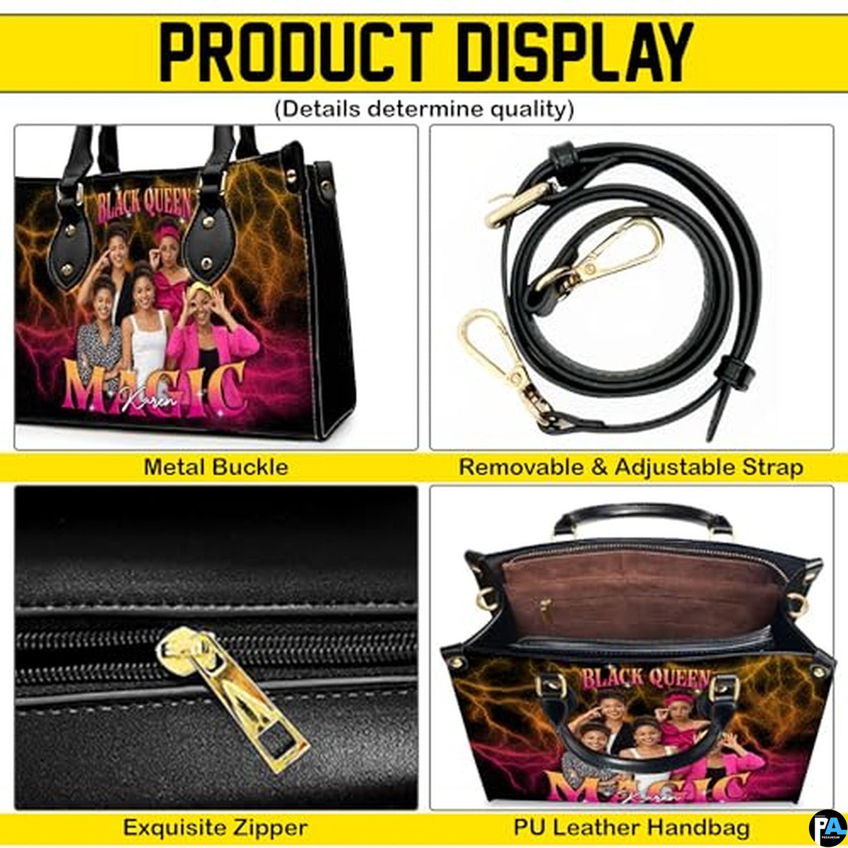 Personalized Leather Handbag for Black Women, Custom African Purse Bag Set, Birthday Meaningful Gifts for Mom, Friend