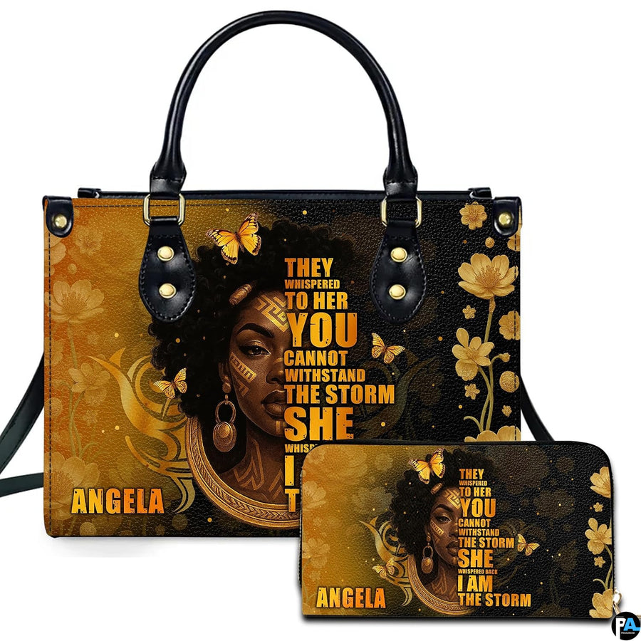 Personalized Leather Handbag for Black Women, Custom African Purse Bag Set, Birthday Meaningful Gifts for Mom, Friend