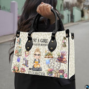 Personalized Book Lover Leather Bag, Just A Girl Who Loves Book Handbag With Name, Books Purse, Gifts For Readers, Writer