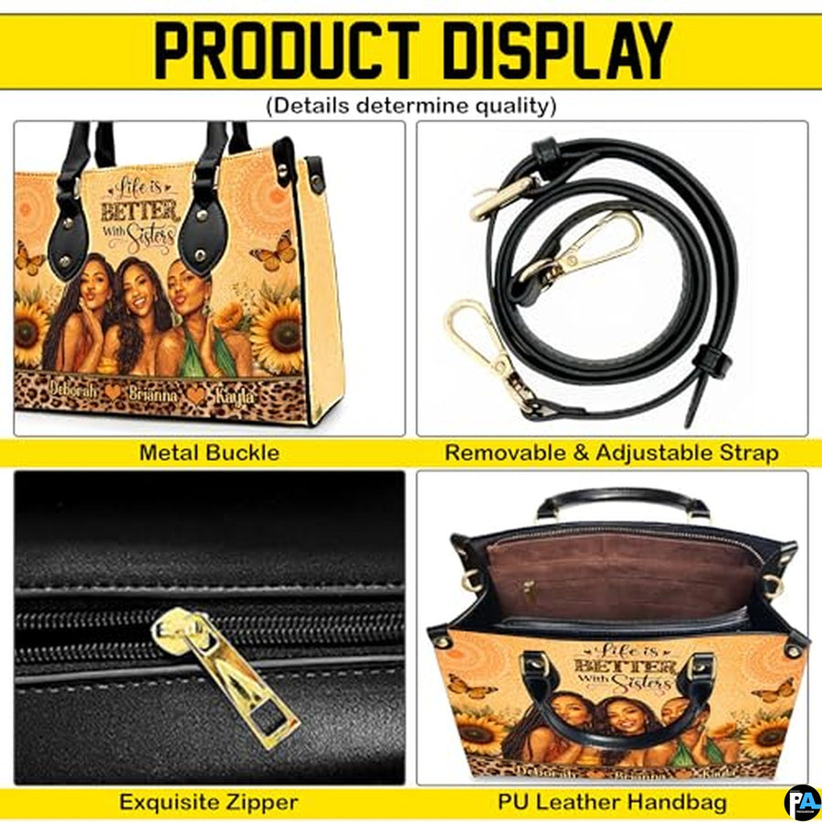 Personalized Leather Handbag for Black Women, Custom African Purse Bag Set, Birthday Meaningful Gifts for Mom, Friend