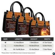 Proportion graphic illustrating medium, large, and extra-large scale options for the handbag